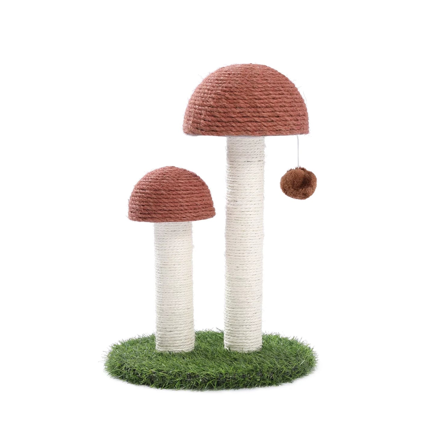 Mushroom-Shaped Cat Scratching Post - 19" Sisal Claw Scratcher for Kittens and Small Cats, Brown